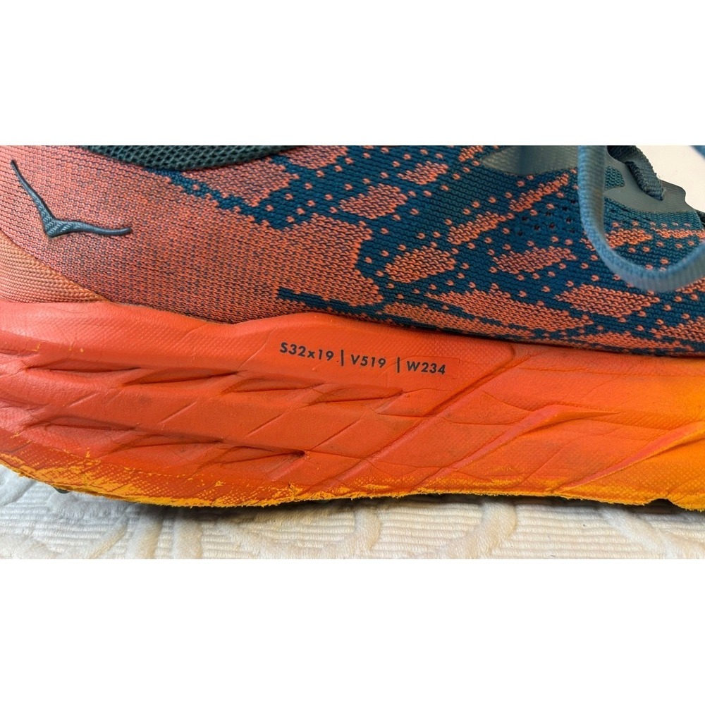 Hoka‎ Speedgoat 5 Mens Size 9B Trail Running Shoes Teal Orange Vibram - Picture 8 of 12